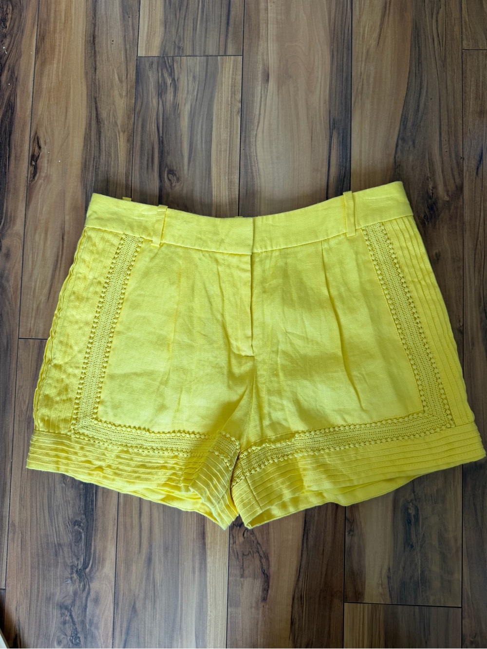 J. Crew Bright Yellow 100%  LinenHigh Waist Women's Shorts